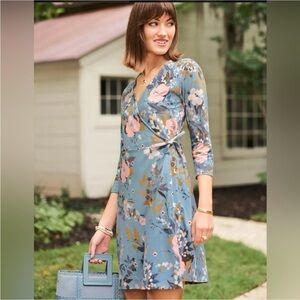 Spartina 449 Long Sleeve Floral Dress in Blue and Pink Size S